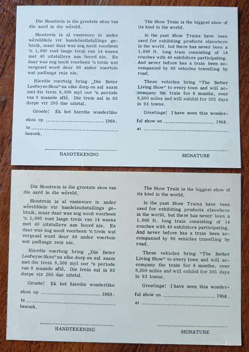 RSA 1968 pair of Slow Train postcards - rare