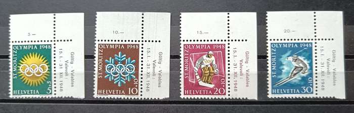 Switzerland 1948 winter olympics corner set MH