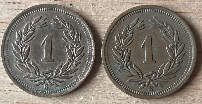 Switzerland 1 Rappen 1937 and 1938 great condition
