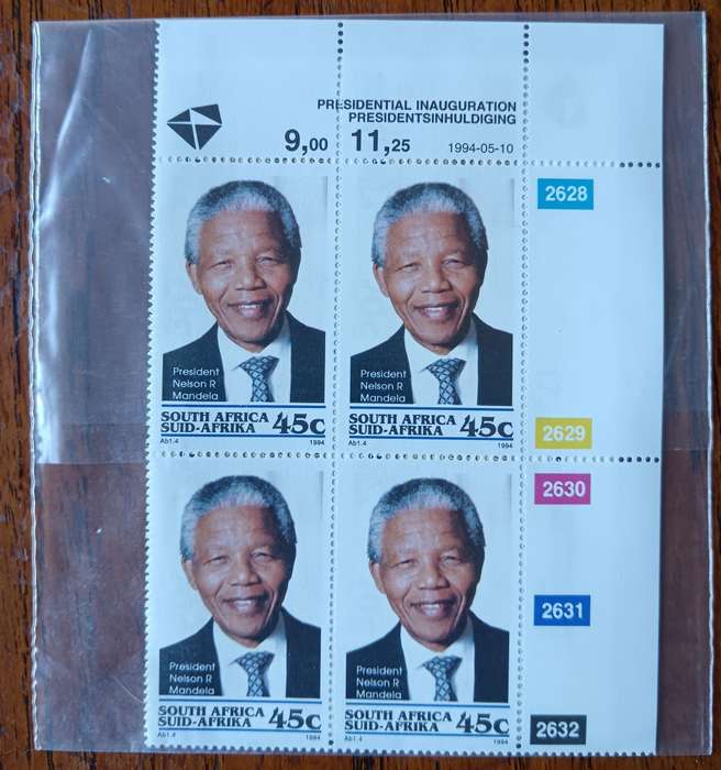 Mandela 1994 R5 proof coin FDC 6.3c, plus FDC 6.3b, plus full set of control blocks