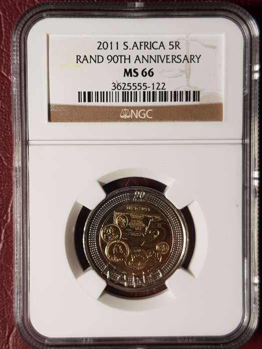 MS 66 NGC Graded 2011 RSA R5 - Rand 90th Anniversary