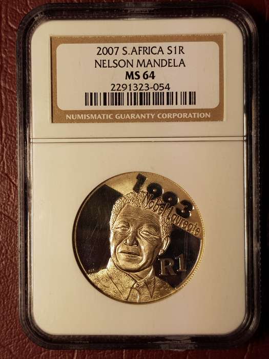 MS 64 RSA 2007 Silver R1 Nelson Mandela - NGC Graded