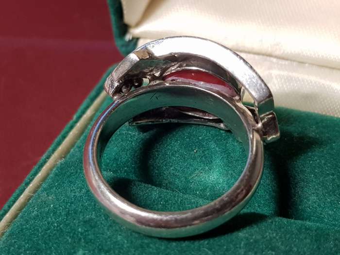 Lovely Genuine Solid Sterling Silver Ring With Gemstone In Excellent Condition - [9.4 g]