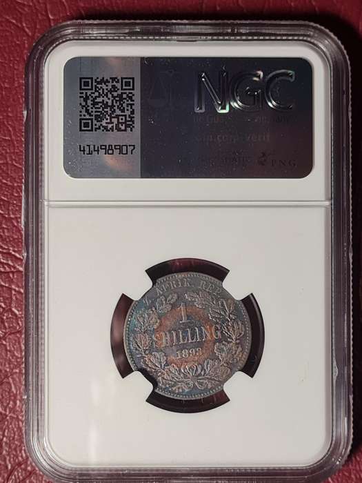 1893 ZAR Sterling Silver 1 Shilling - NGC Graded VF Details