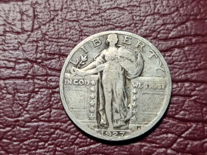 1927 USA Silver¼ Dollar "Standing Liberty Quarter" Stars Below Eagle