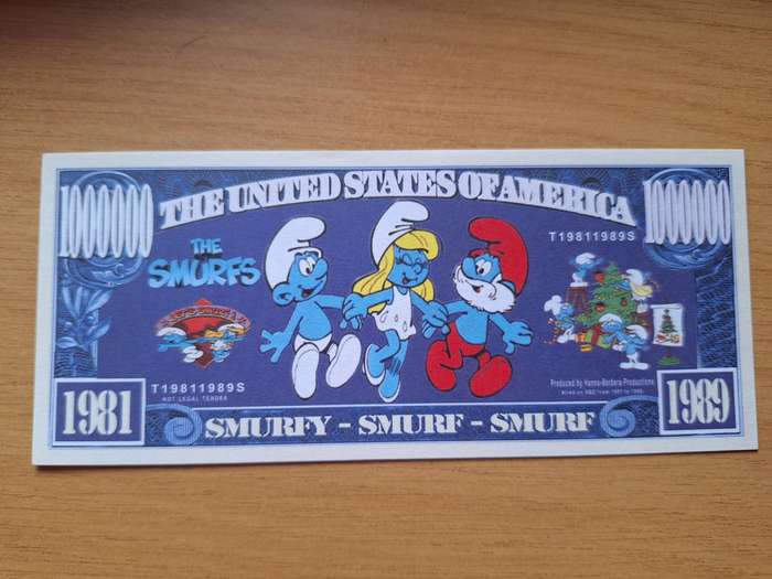 America 1 Million dollar novelty note - The Smurfs