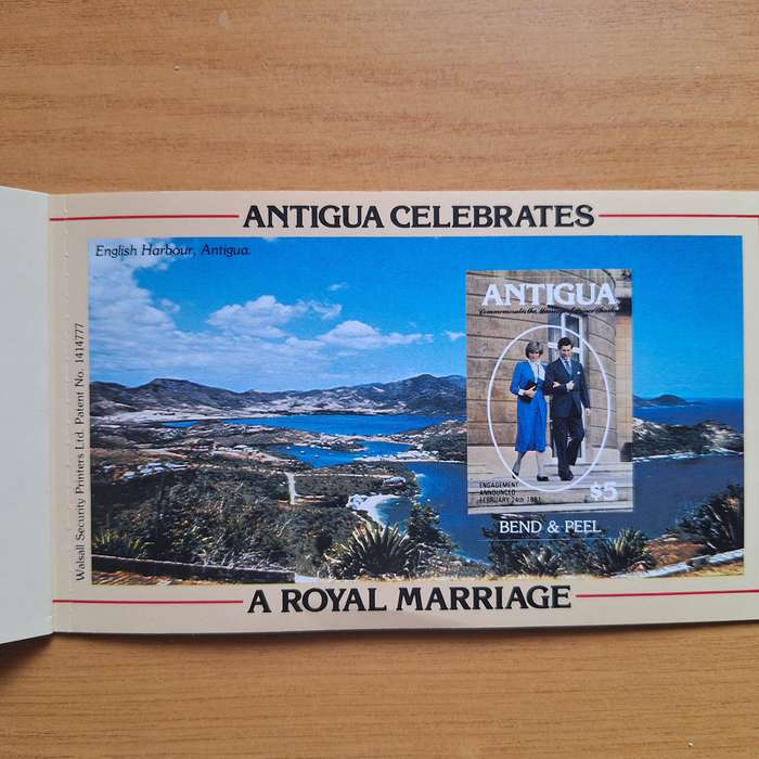 Antigua stamp booklet commemorating Royal Wedding 1981 Prince Charles and Diana