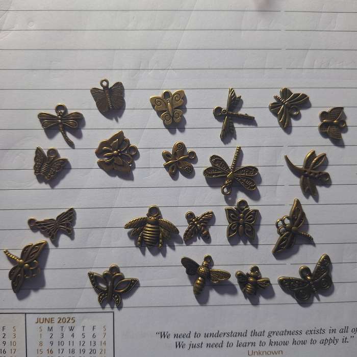 20 x Elegant antique flying insects/butterfly bronze charms