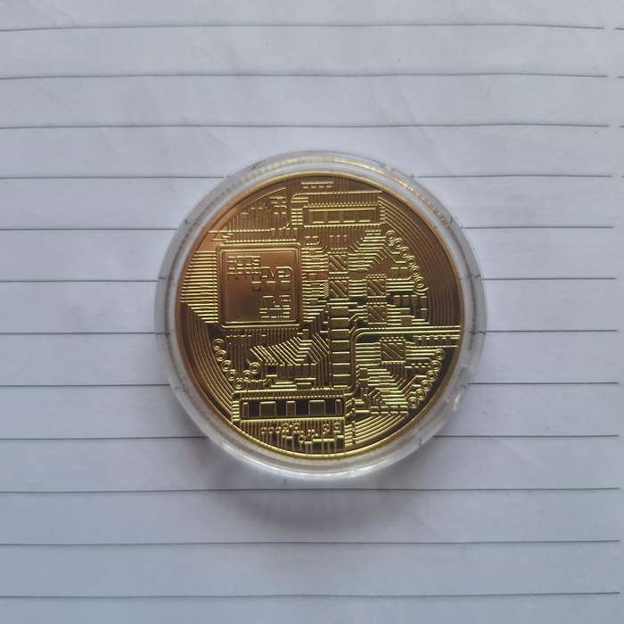 Golden Tone Replica Bitcoin in Protective Case