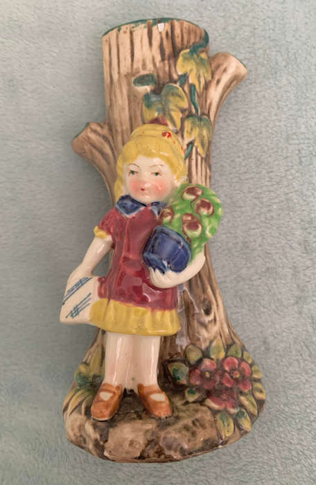 Vintage tall vase with little girl