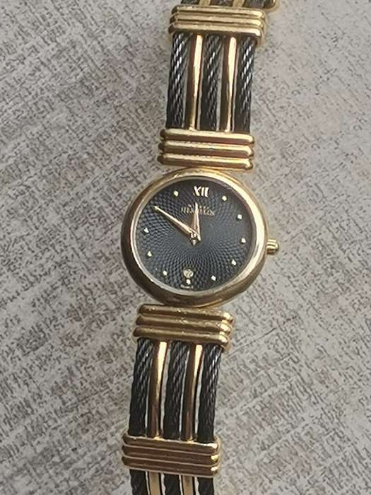 STUNNING LADIES MICHEL HERBELIN GOLD AND BLACK CABLE WATCH IN EXCL WORKING COND - VALUED OVER R15K