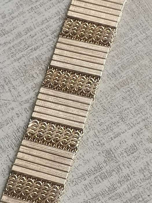 RARE VINTAGE HIGH-END 25MM WIDE MENS GOLD BRACELET FROM THE 60s/70s WEIGHT 62.2G
