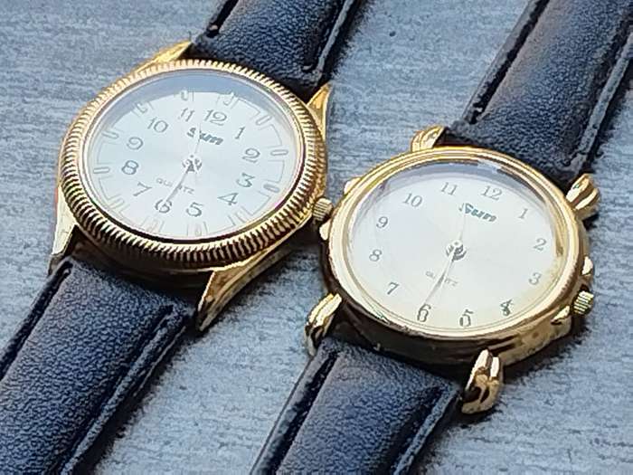 MENS VINTAGE SUN GOLD WATCH SET BOTH IN EXCELLENT WORKING CONDITION - BIDDING FOR BOTH WATCHES