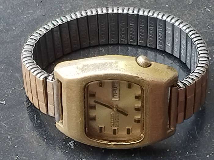 MENS VINTAGE 1970's CITIZEN CGP6501 AUTOMATIC GOLD WATCH - UNTESTED SELLING FOR SPARES OR REPAIRS
