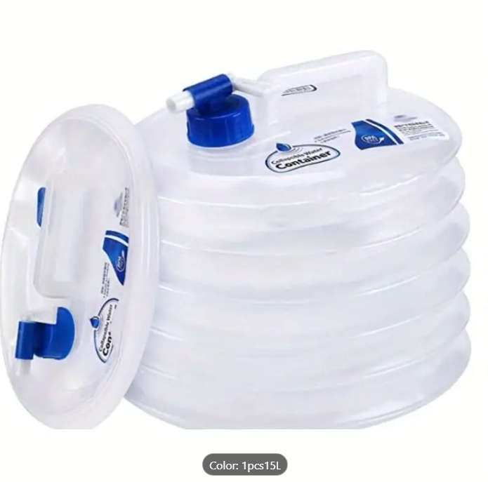 15L Collapsible Water Container with Faucet - Leakproof, Portable & Durable Camping Emergencies etc