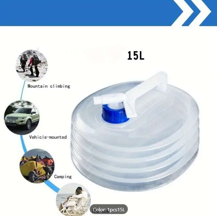 15L Collapsible Water Container with Faucet - Leakproof, Portable & Durable Camping Emergencies etc
