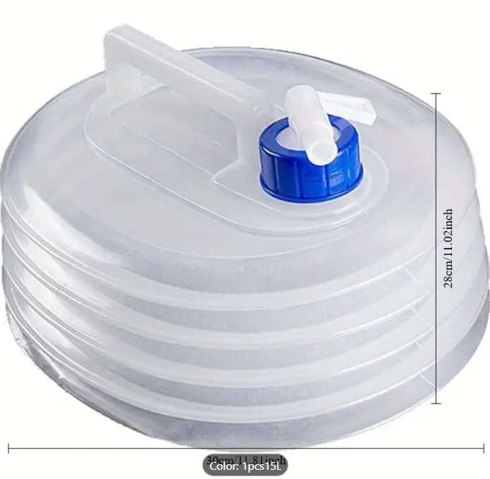15L Collapsible Water Container with Faucet - Leakproof, Portable & Durable Camping Emergencies etc