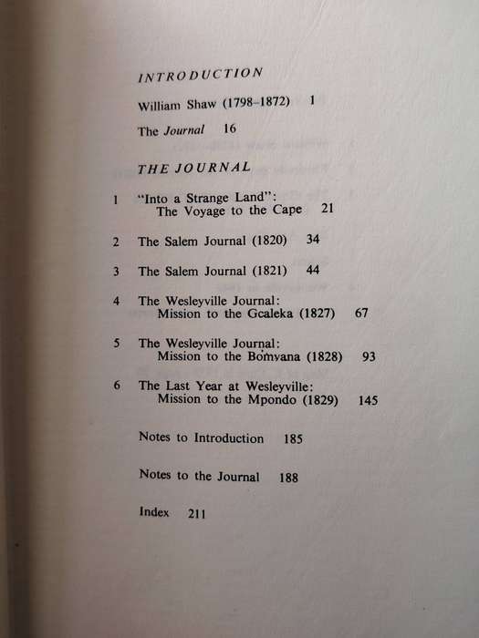 THE JOURNAL OF WILLIAM SHAW Edited by W.D. Hammond-Tooke