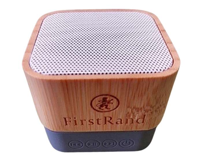OKIYO BAMBOO CORPRATE BRANDED BLUETOOTH MINI SPEAKER - VERY GOOD CONDITION