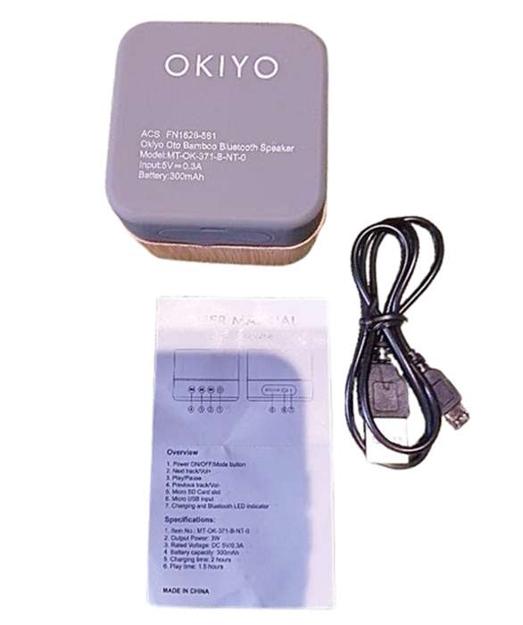 OKIYO BAMBOO CORPRATE BRANDED BLUETOOTH MINI SPEAKER - VERY GOOD CONDITION