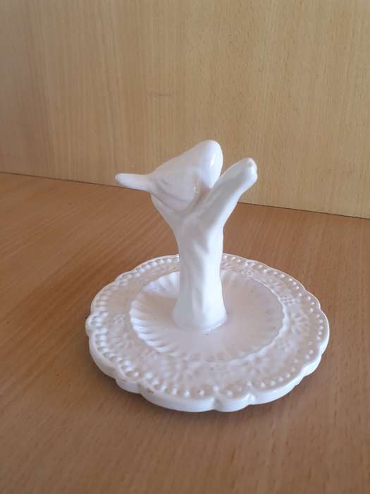 Ceramic Bird Figurine Ring Holder