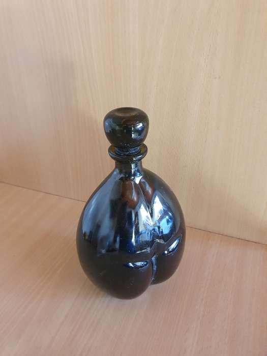 Black Glass Figurine Shaped Bottle  (height 19cm width 15cm)