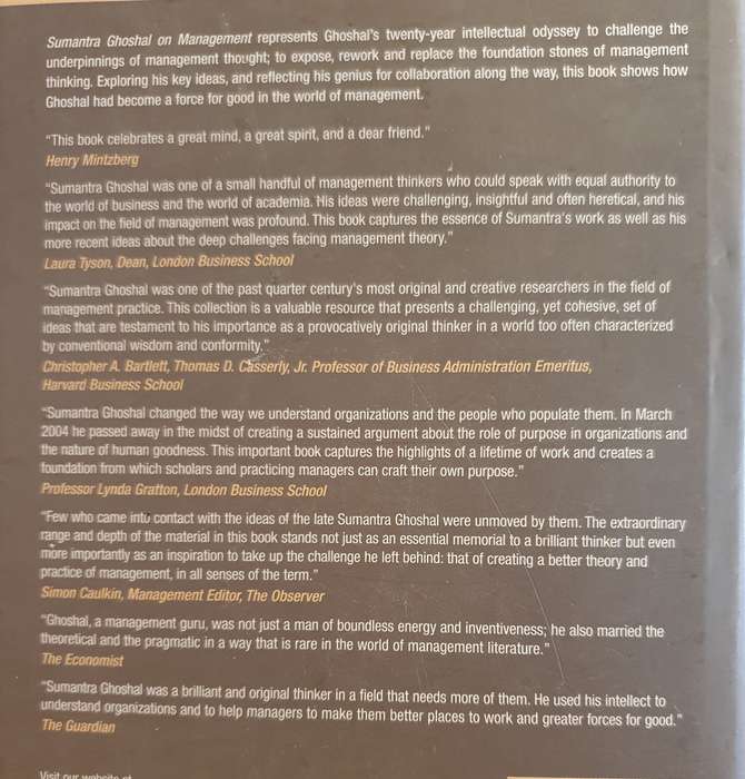 Sumantra Ghoshal on Management Edited by Julian Birkinshaw, Gita Piramal (Hardcover)