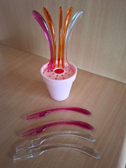 Set of 9 Koziol Acrylic Pic Up Party Forks  (Made in Germany)