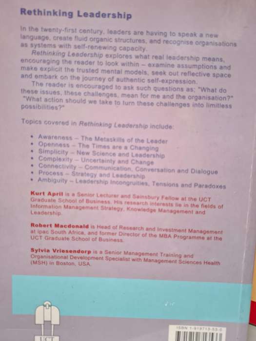 Rethinking Leadership : Kurt April, Robert Macdonald, Sylvia Vriesendorp (Paperback)