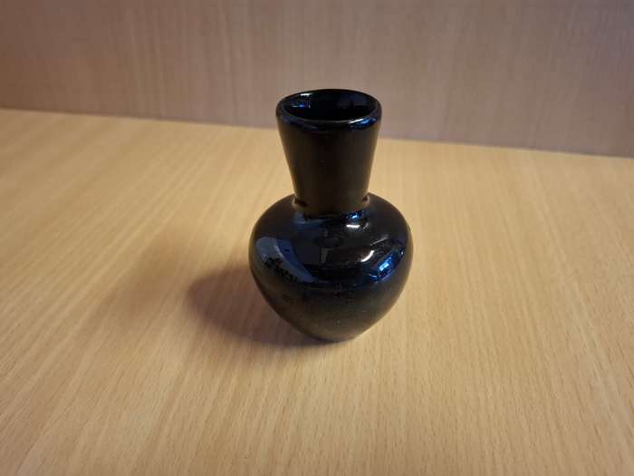 Miniature Black Ceramic Vase - height 8cm width 7cm