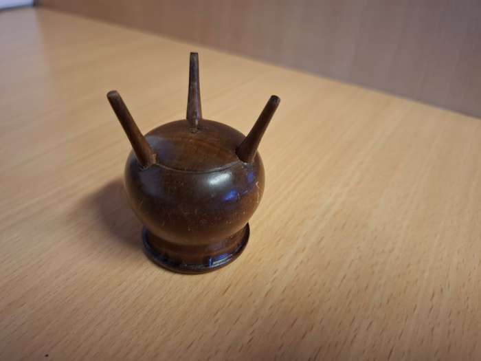 Small Round Wooden Potjie Pot Ornament - height 6cm width 4cm