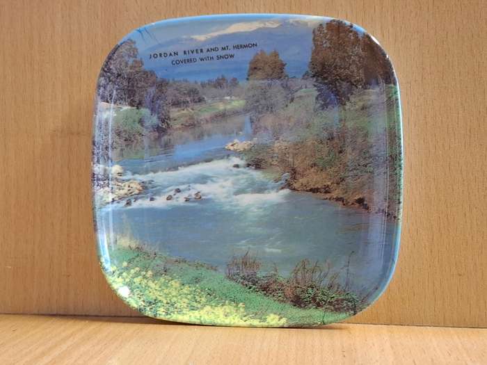 Small Melamine Tray - Jordan River and Mt Hermon covered with Snow - 13cm