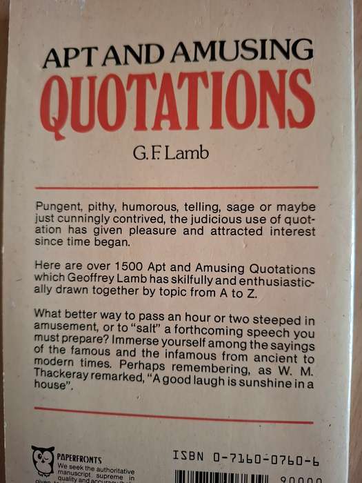 Apt and Amusing Quotations: G.F. Lamb  (Paperback)