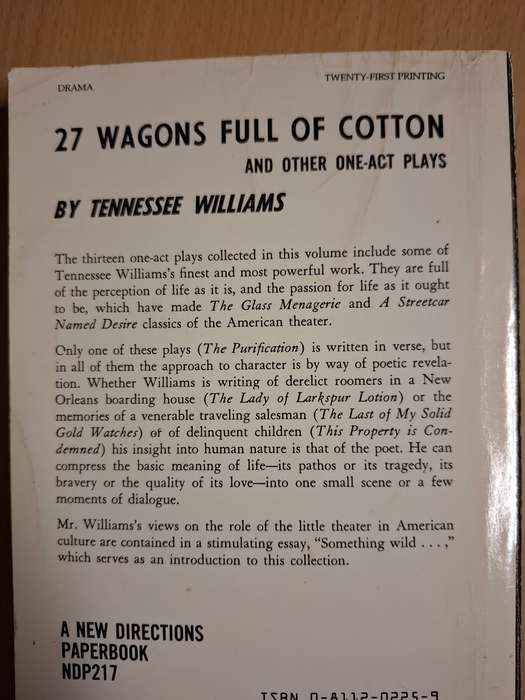 27 Wagons Full of Cotton and Other Plays: Tennessee Williams  (Paperback)