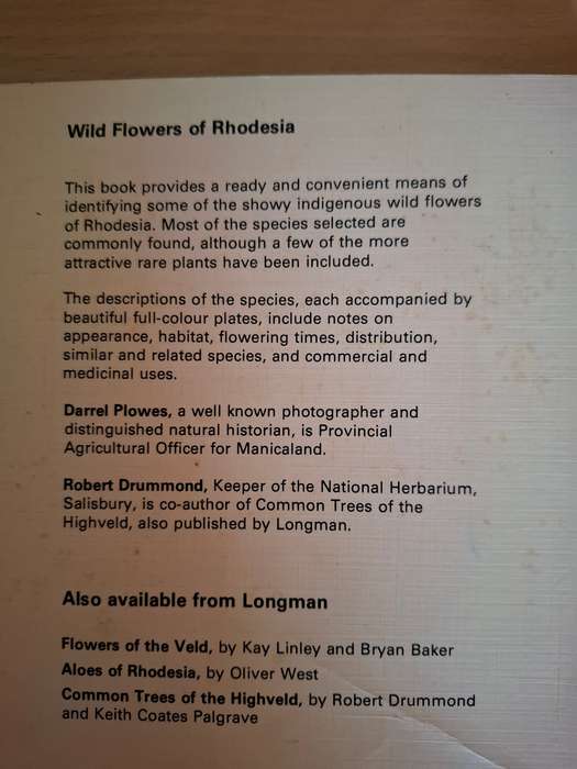 Wild Flowers of Rhodesia : D.C.H. Plowes and R.B. Drummond (Paperback)