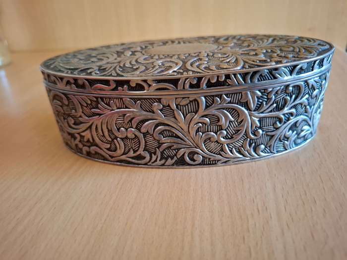 Oval Shaped Silver Plated Jewellery Box