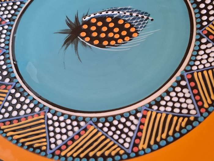 Square Orange Pineapple & Mosaic Pattern Platter/Dish - 25cm x 25cm
