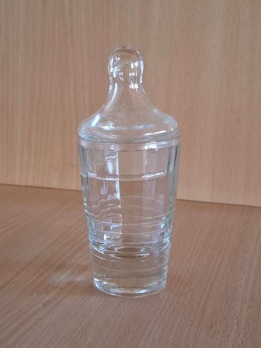 Small Lidded Glass Jar - height 14cm width 6cm