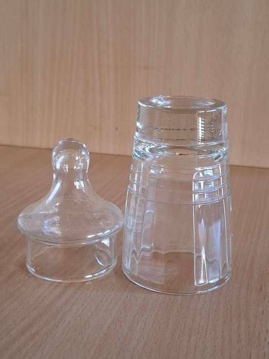Small Lidded Glass Jar - height 14cm width 6cm
