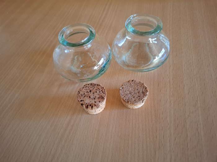 Set of 2 Small Glass Jars - height 6cm width 8cm