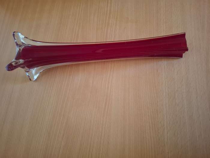 Vintage Red Glass Vase - height 30cm