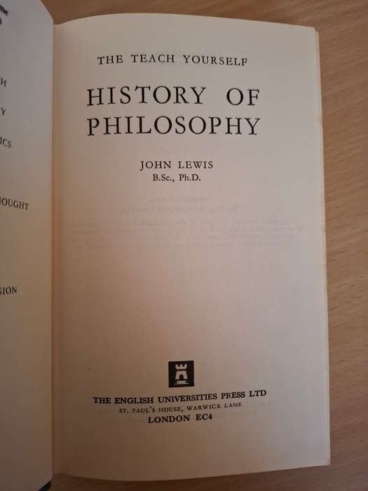 Teach Yourself Books - History of Philosophy : John Lewis  (Hardcover)