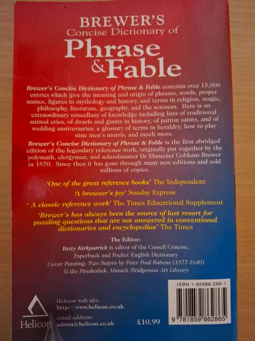 Brewer`s Concise Dictionary of Phrase & Fable  (Paperback)