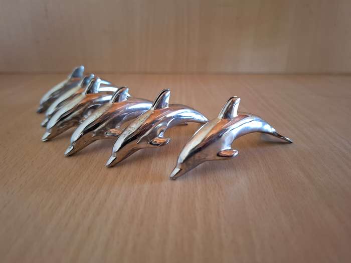 Set of 6 Metal Dolphin Name Card Holders