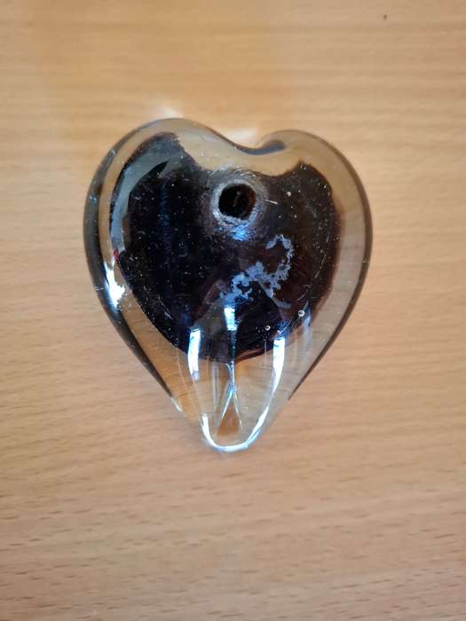 Small Glass Heart Shaped Paperweight  (8cmx 7cm)