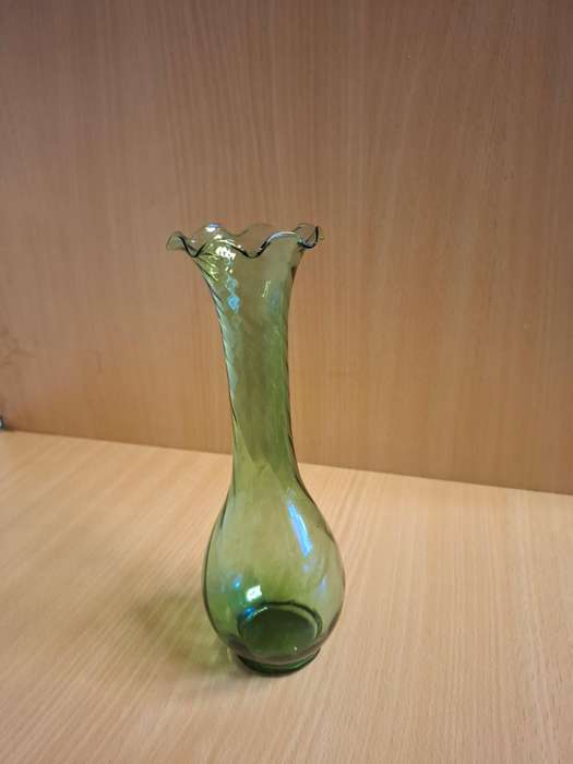 Vintage Green Glass Vase - height 20cm