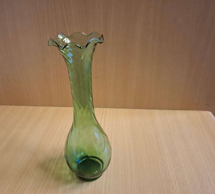 Vintage Green Glass Vase - height 20cm