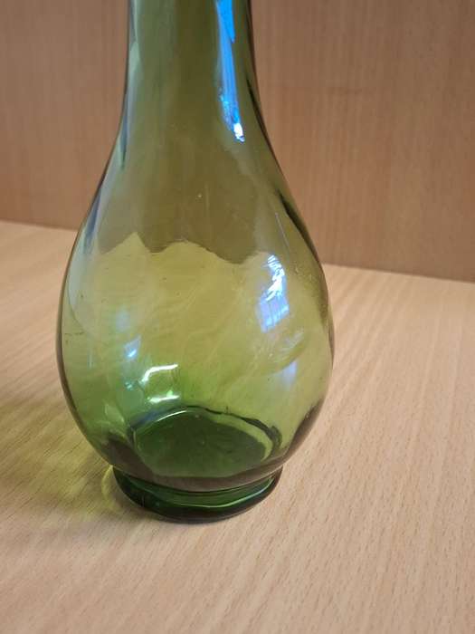Vintage Green Glass Vase - height 20cm