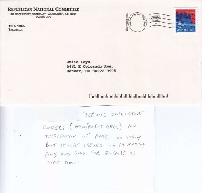 USA ,Service Indicator Non Profit Organisation, Two covers