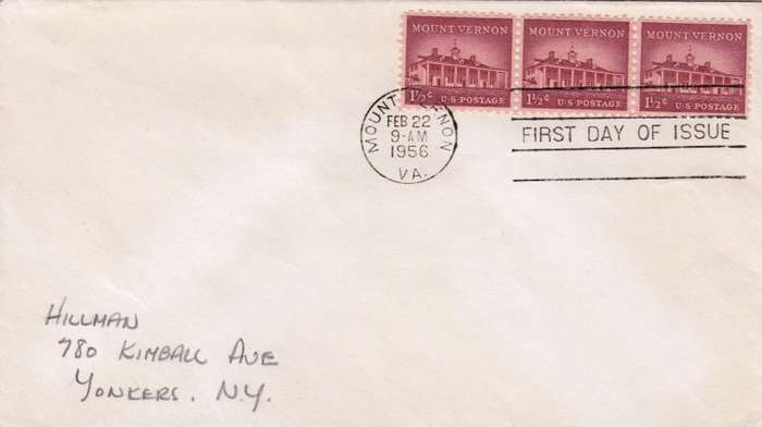 US, Scott #1032,1956,FDC,Size 16.6cmX9.4cm